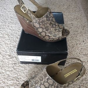 MARCO SANTI Dark Natural Snake Wood Heels 10